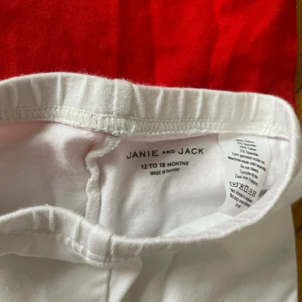 Janie and Jack Red Top with White Leggings. Size 12-18 months. - Picture 4 of 4